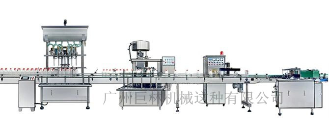 直列式裝機、自動鎖蓋機、鋁箔封口、糨糊貼標(biāo)灌裝線 